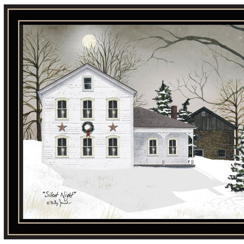 Set Of Two Silent Night Black Framed Wall Art