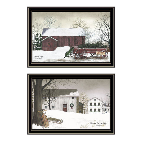 Set Of Two Christmas Time with Family Black Framed Wall Art