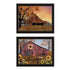 Set Of Two Apple Picking time And Sunflower Quilt Barn Black Framed Wall Art