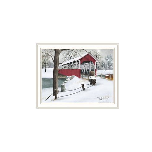Set Of Two Lovers Knot Quilt Barn And Covered Bridge White Framed Wall Art