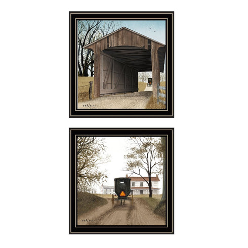 Set Of Two Headin' Home And Miller's Creek Bridge Black Framed Wall Art