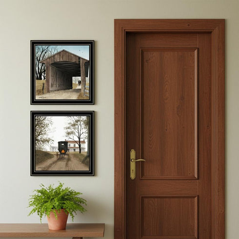Set Of Two Headin' Home And Miller's Creek Bridge Black Framed Wall Art