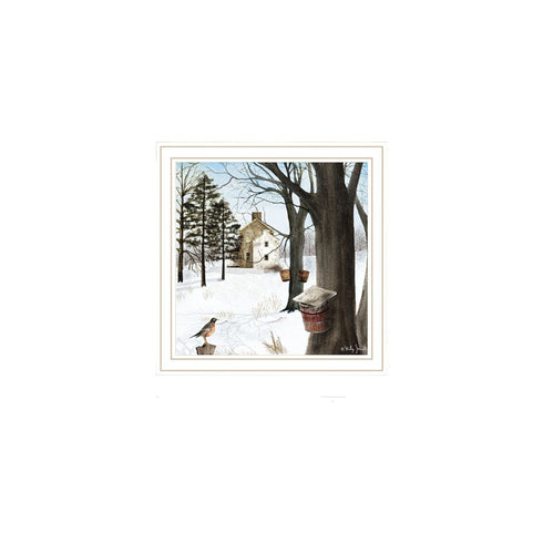 Set Of Two A Little Snow And Waiting for Spring White Framed Wall Art