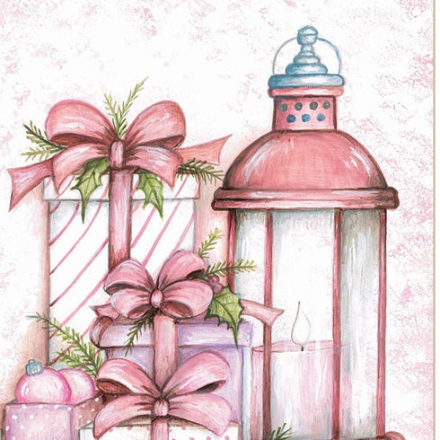 Set Of Two Pink Candy Land Christmas Trees White Framed Wall Art