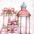 Set Of Two Pink Candy Land Christmas Trees White Framed Wall Art