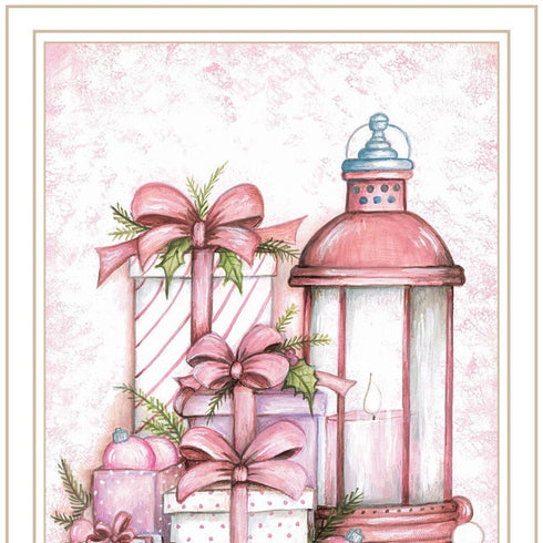 Set Of Two Pink Candy Land Christmas Trees White Framed Wall Art
