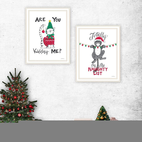 Set Of Two Are You Kidding ME? White Framed Wall Art