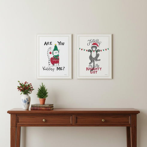 Set Of Two Are You Kidding ME? White Framed Wall Art