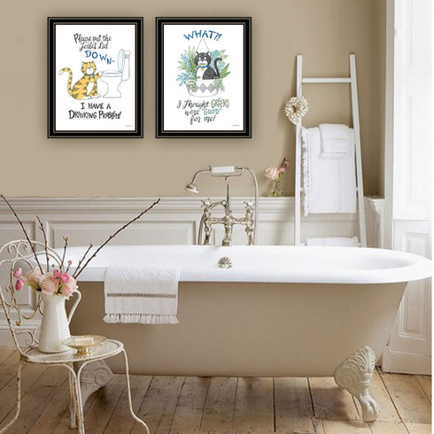 Set Of Two I have a Drinking Problem!! Black Framed Wall Art