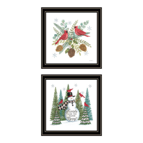 Set Of Two Friends Make the Season Merry Black Framed Wall Art