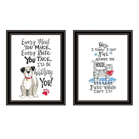 Set Of Two It's Called Furr-niture Isn't It? Black Framed Wall Art
