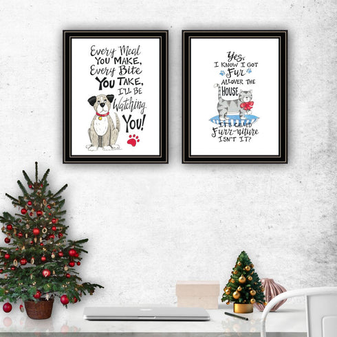 Set Of Two It's Called Furr-niture Isn't It? Black Framed Wall Art