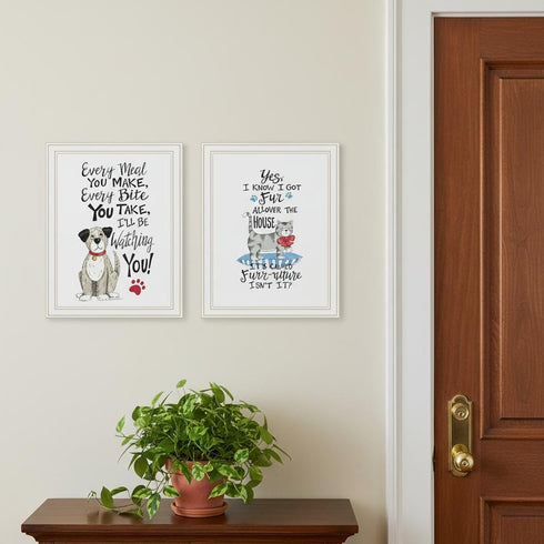 Set Of Two It's Called Furr-niture Isn't It? White Framed Wall Art