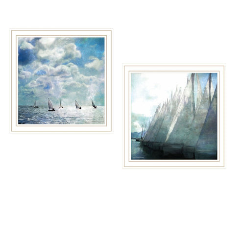 Set Of Two Sail Away White Framed Wall Art