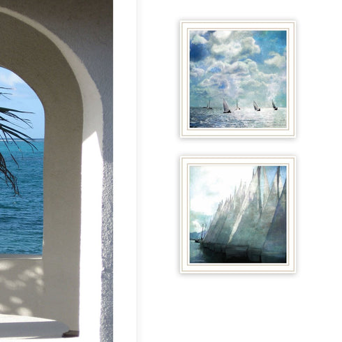 Set Of Two Sail Away White Framed Wall Art