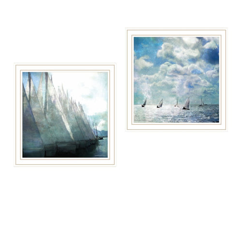 Set Of Two Sail Away White Framed Wall Art