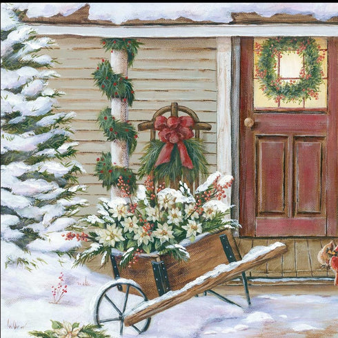 Decorated Holiday Porch Black Framed Wall Art