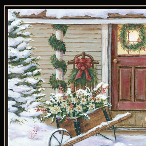 Decorated Holiday Porch Black Framed Wall Art