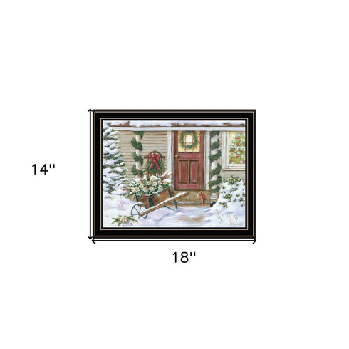 Decorated Holiday Porch Black Framed Wall Art