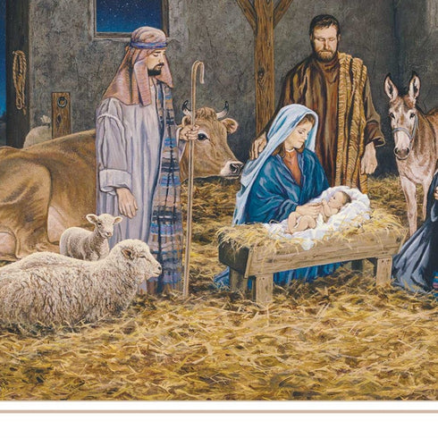 The Birth of Christ White Framed Wall Art