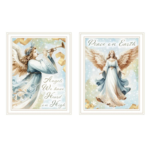 Set Of Two Angels We Have Heard on High White Framed Wall Art