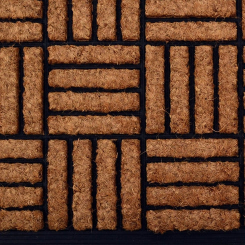 18" X 30" Beige and Black Rubber and Coir Outdoor Door Mat