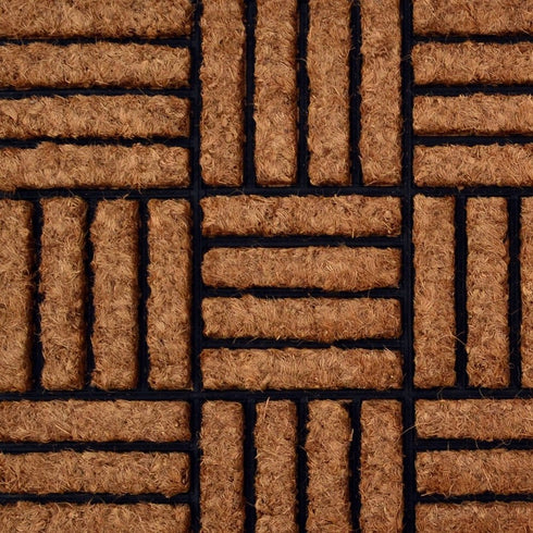 18" X 30" Beige and Black Rubber and Coir Outdoor Door Mat