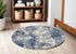 Blue Abstract Power Loom Round Rug