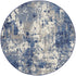 Blue Abstract Power Loom Round Rug