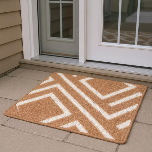 6' Brown Geometric Runner Rug