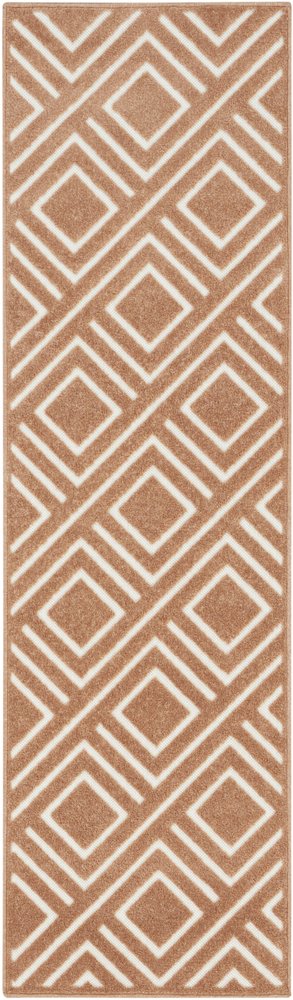 6' Brown Geometric Runner Rug