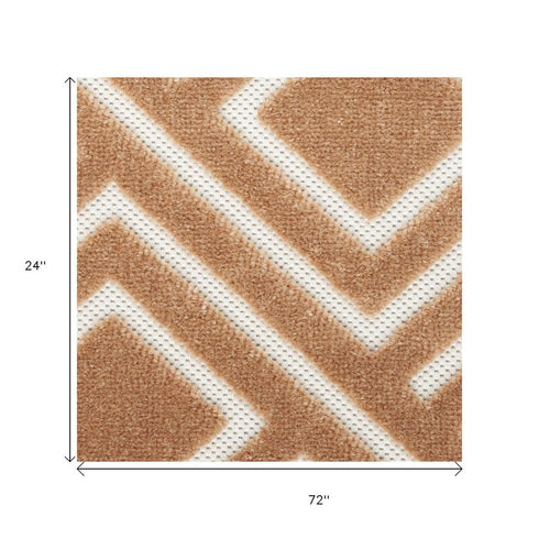 6' Brown Geometric Runner Rug