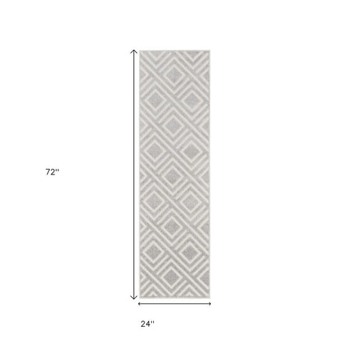 6' Gray Geometric Runner Rug