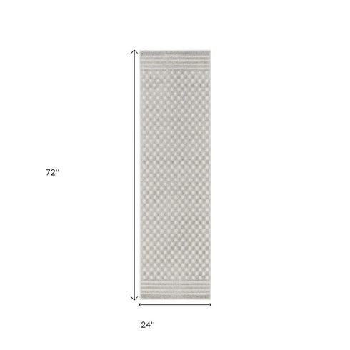 6' Gray Geometric Runner Rug