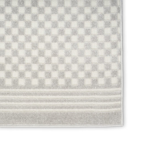 6' Gray Geometric Runner Rug