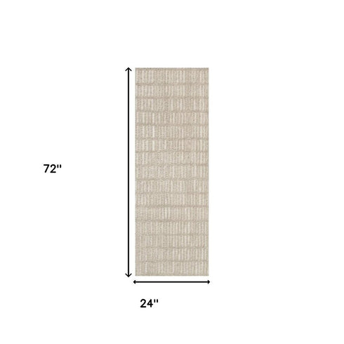 6' Beige Geometric Runner Rug