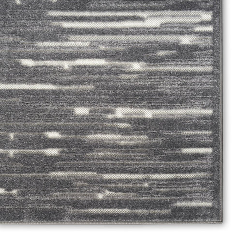 6' Gray Geometric Runner Rug