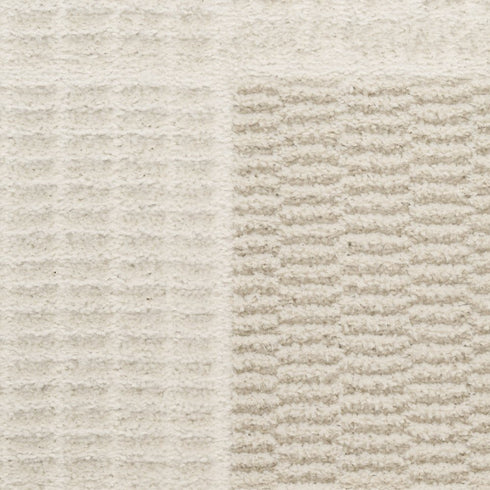 6' Ivory And Light Taupe Geometric Runner Rug