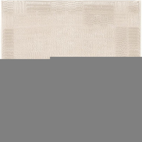6' Ivory And Light Taupe Geometric Runner Rug