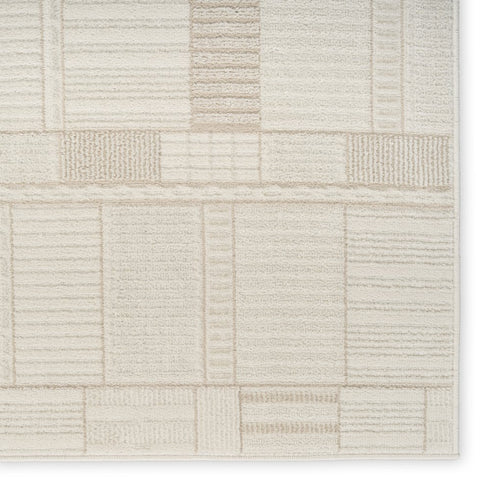 6' Beige And Ivory Geometric Runner Rug