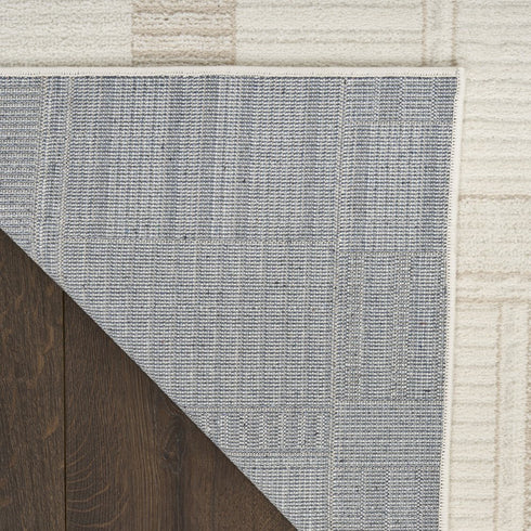 6' Beige And Ivory Geometric Runner Rug