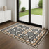 6' Ivory Tan And Black Geometric Runner Rug