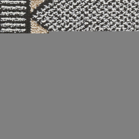 6' Ivory Tan And Black Geometric Runner Rug