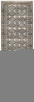 6' Ivory Tan And Black Geometric Runner Rug