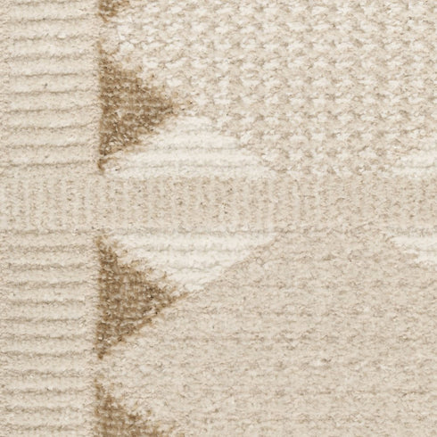 6' Ivory And Taupe Geometric Runner Rug