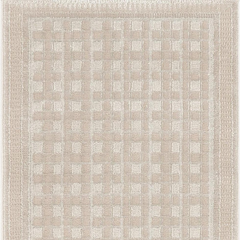 6' Beige Geometric Runner Rug