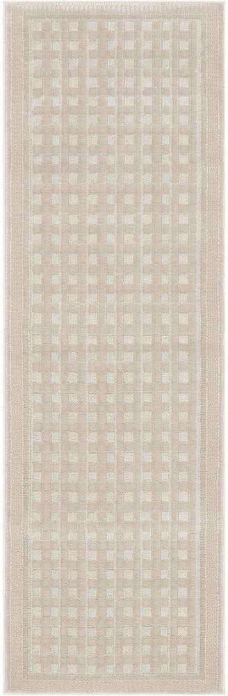 6' Beige Geometric Runner Rug