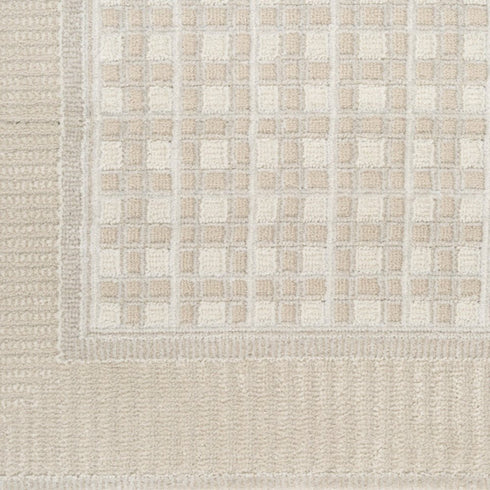 6' Beige Geometric Runner Rug