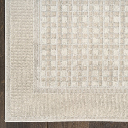 6' Beige Geometric Runner Rug