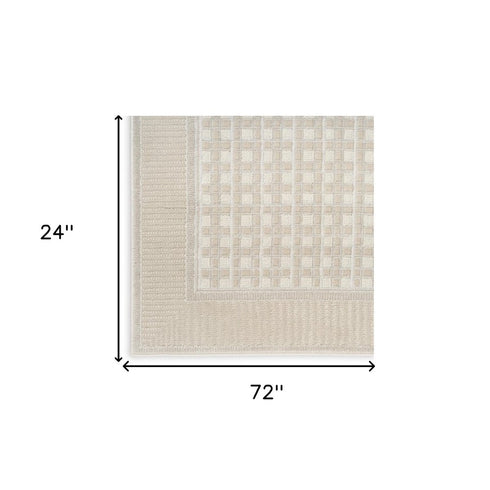 6' Beige Geometric Runner Rug
